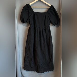 Black Long Dress - Pockets and Tie Back - Off or On Shoulder - Size XS